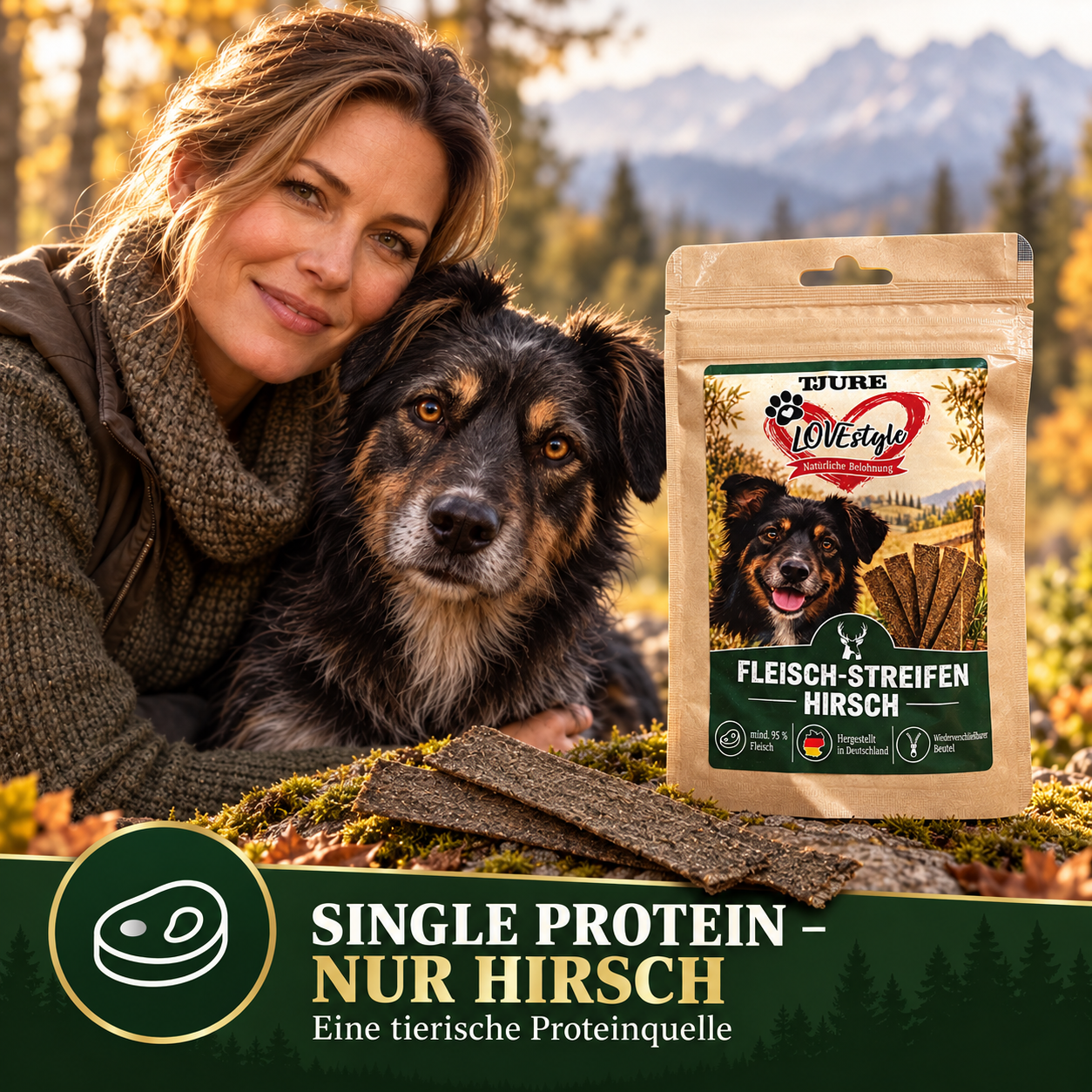 TJURE Lovestyle tiras de carne de venado 65g.