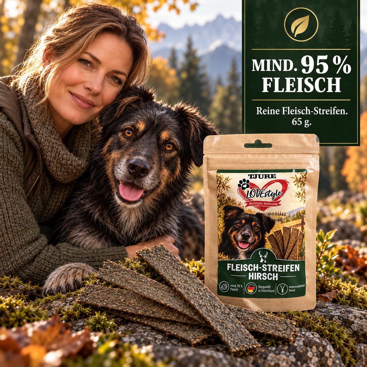 TJURE Lovestyle tiras de carne de venado 65g.