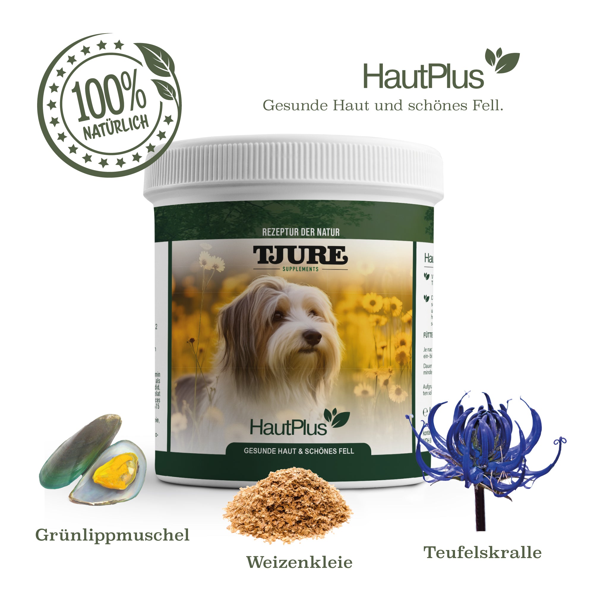 TJURE - Piel Plus 500 g | para problemas de piel y pelaje | con ácidos grasos Omega-3/Omega-6