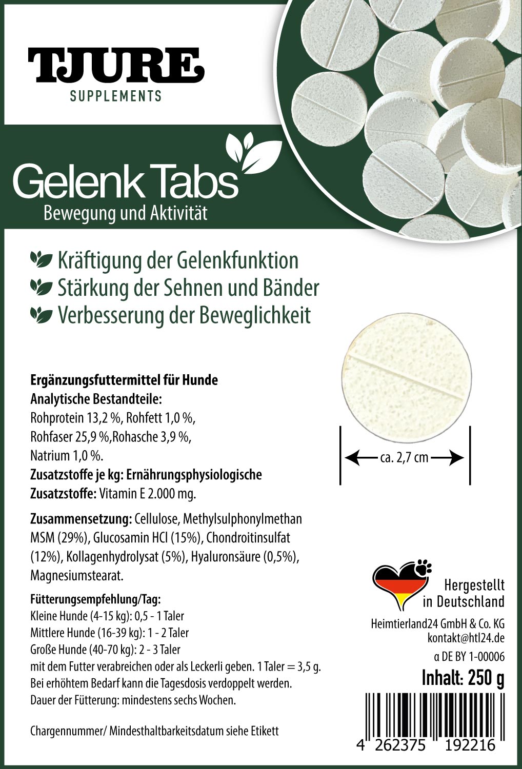 TJURE - Tabletas para Articulaciones 250 g  | Reduce problemas articulares | favorece la salud articular