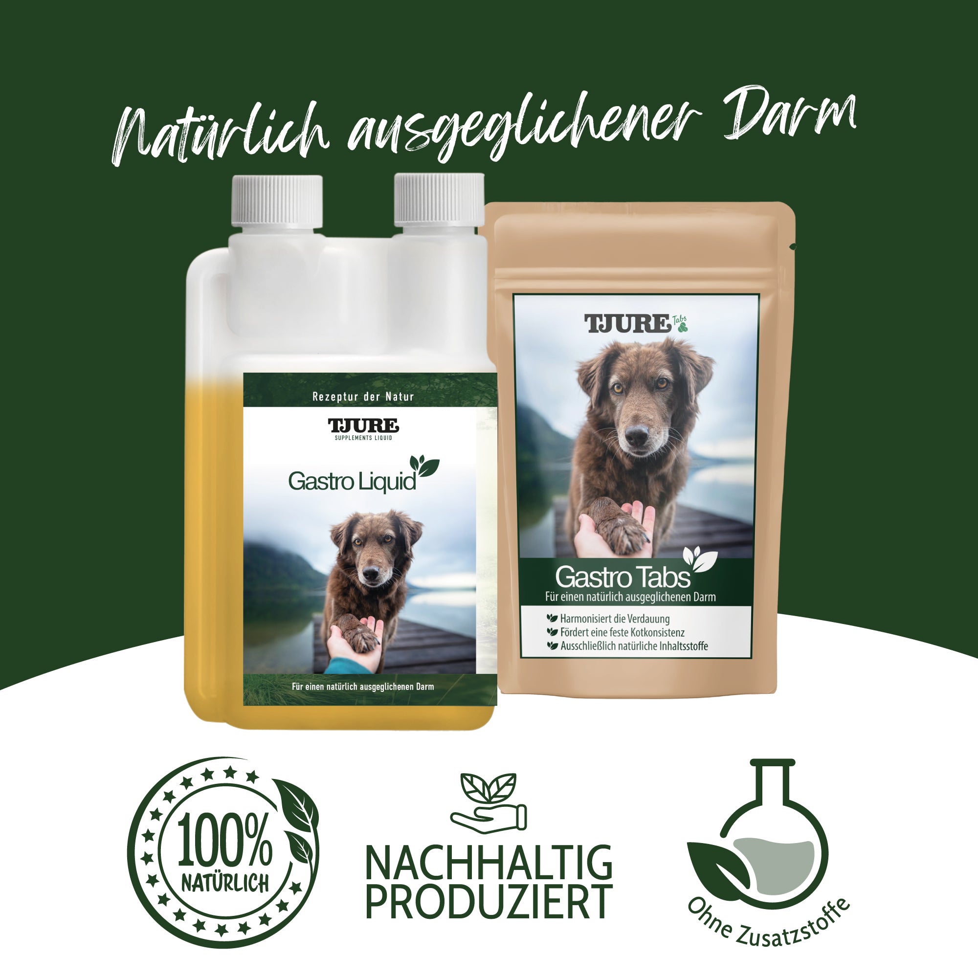 TJURE - Paquete Gastro | Tabs 250 g + 500 ml Gastro Liquid | Para un estómago y intestinos saludables