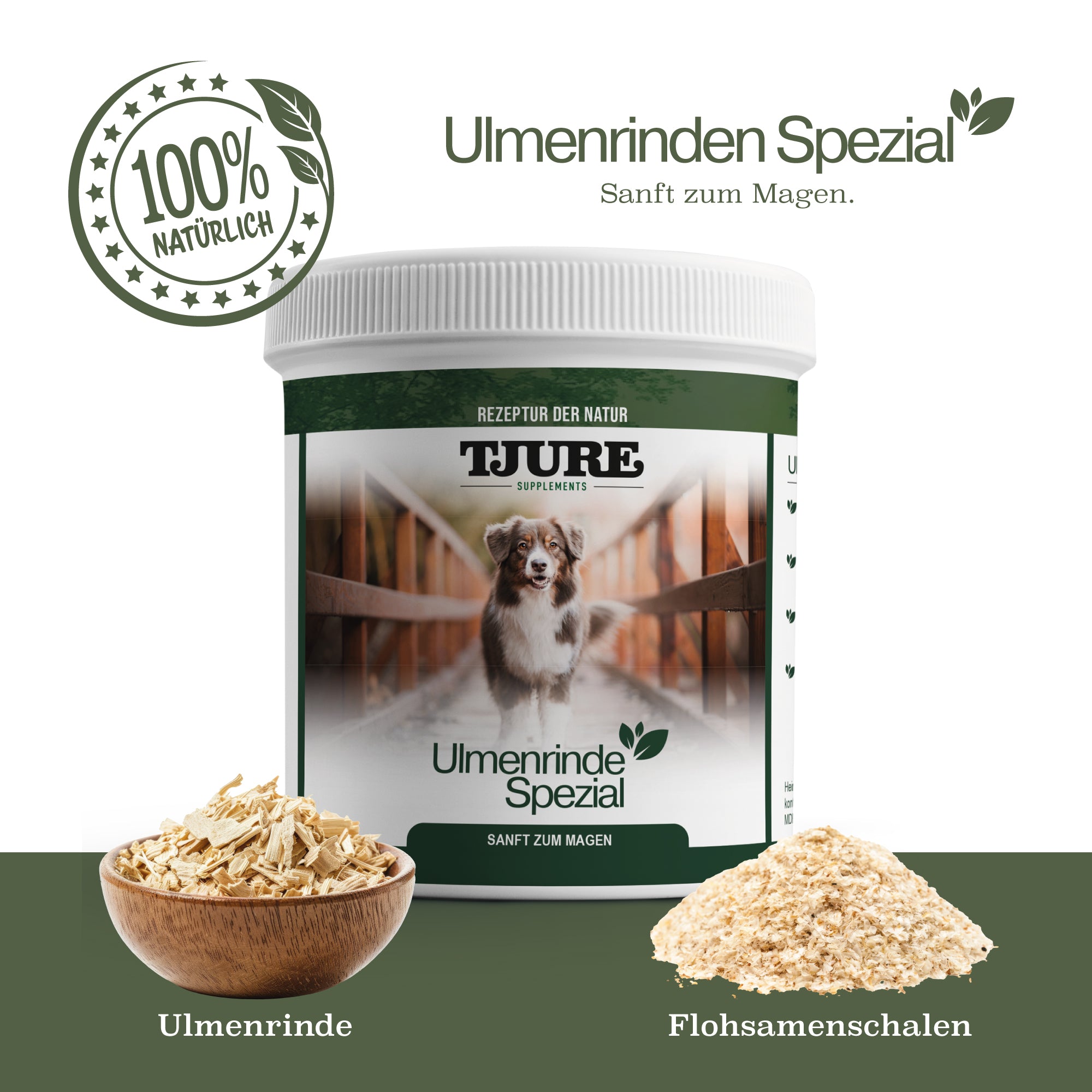 TJURE Corteza de olmo especial – ayuda para el estómago y la digestión de perros 150 g muy rendidor
