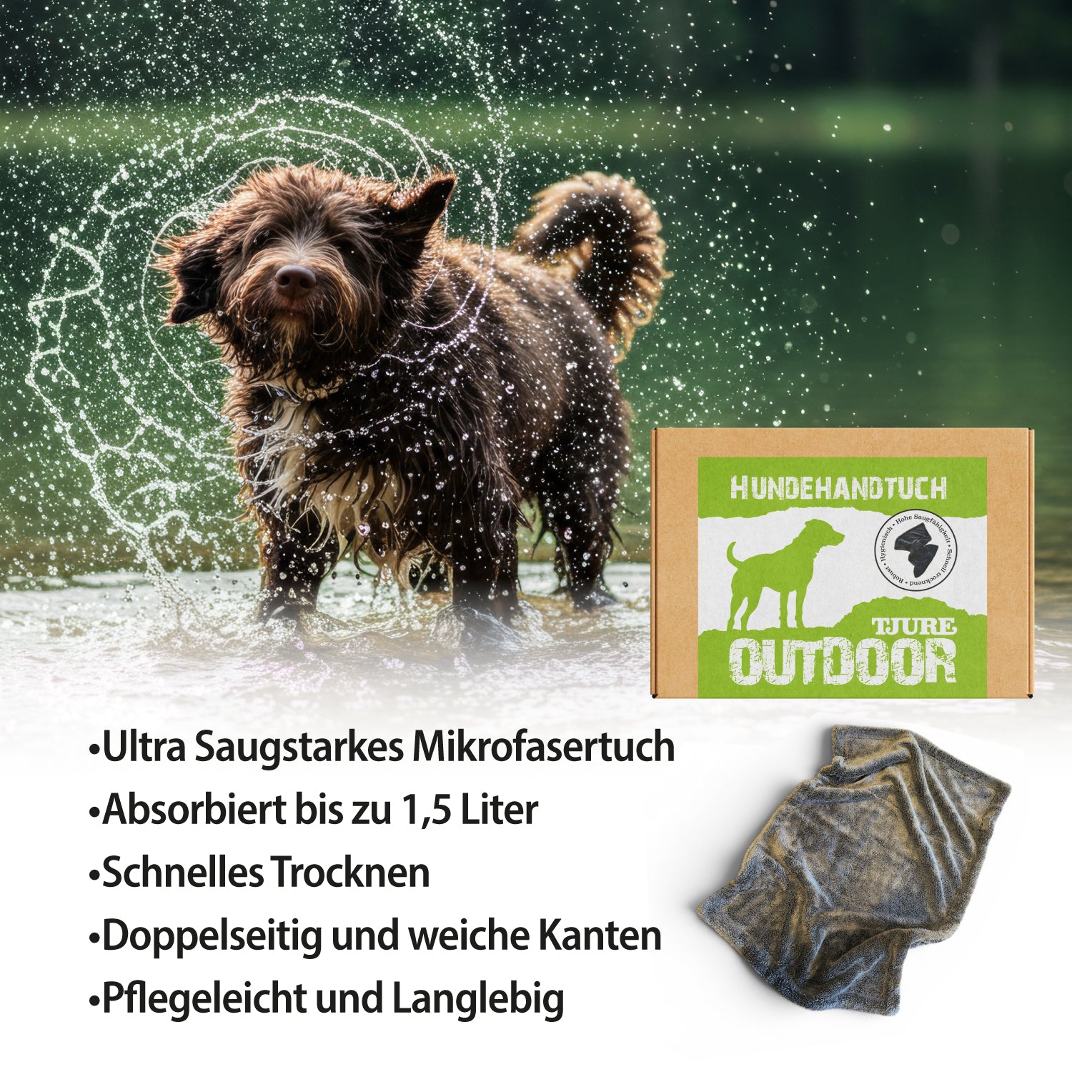 TJURE Paño de microfibra para secar 1800 GSM para perros