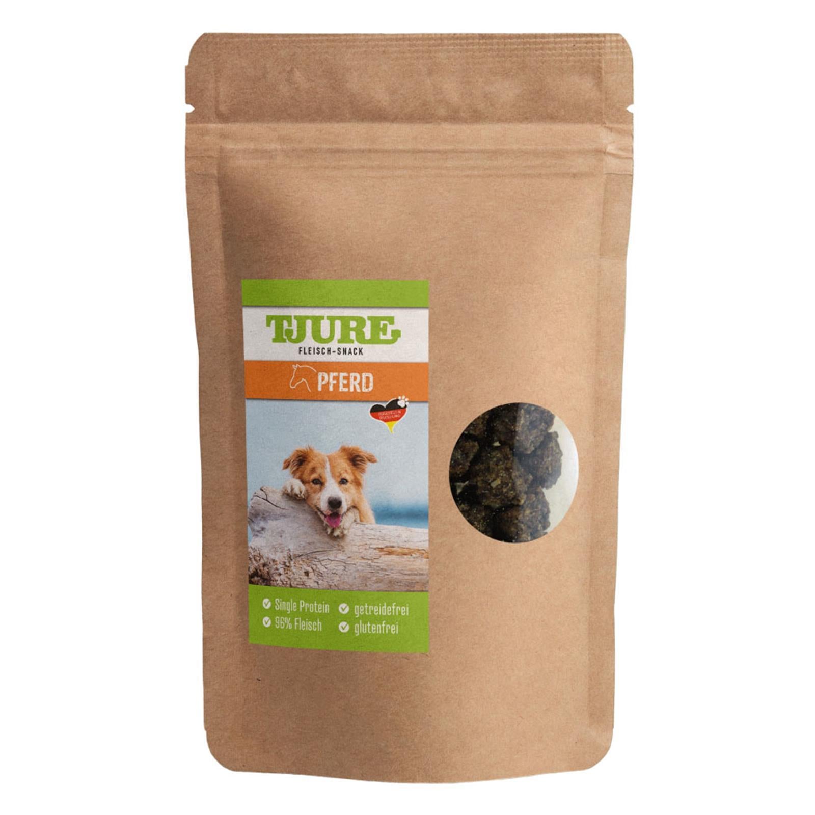 Tjure Perro - Caja de snacks premium cada 150 g (ciervo, cordero, caballo)