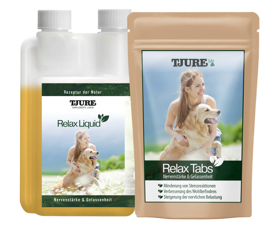TJURE - Paquete Relax Tabs 250 g Liquid 500 ml | Relajación natural para tu perro