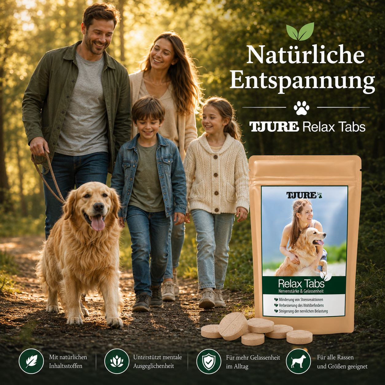 TJURE - Paquete Relax Tabs 250 g Liquid 500 ml | Relajación natural para tu perro