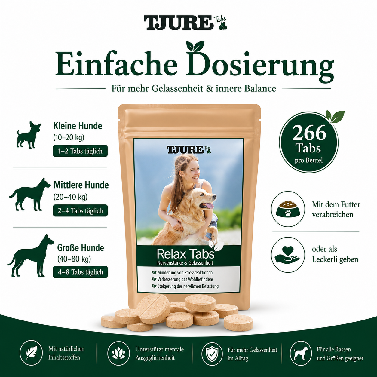 TJURE - Paquete Relax Tabs 250 g Liquid 500 ml | Relajación natural para tu perro