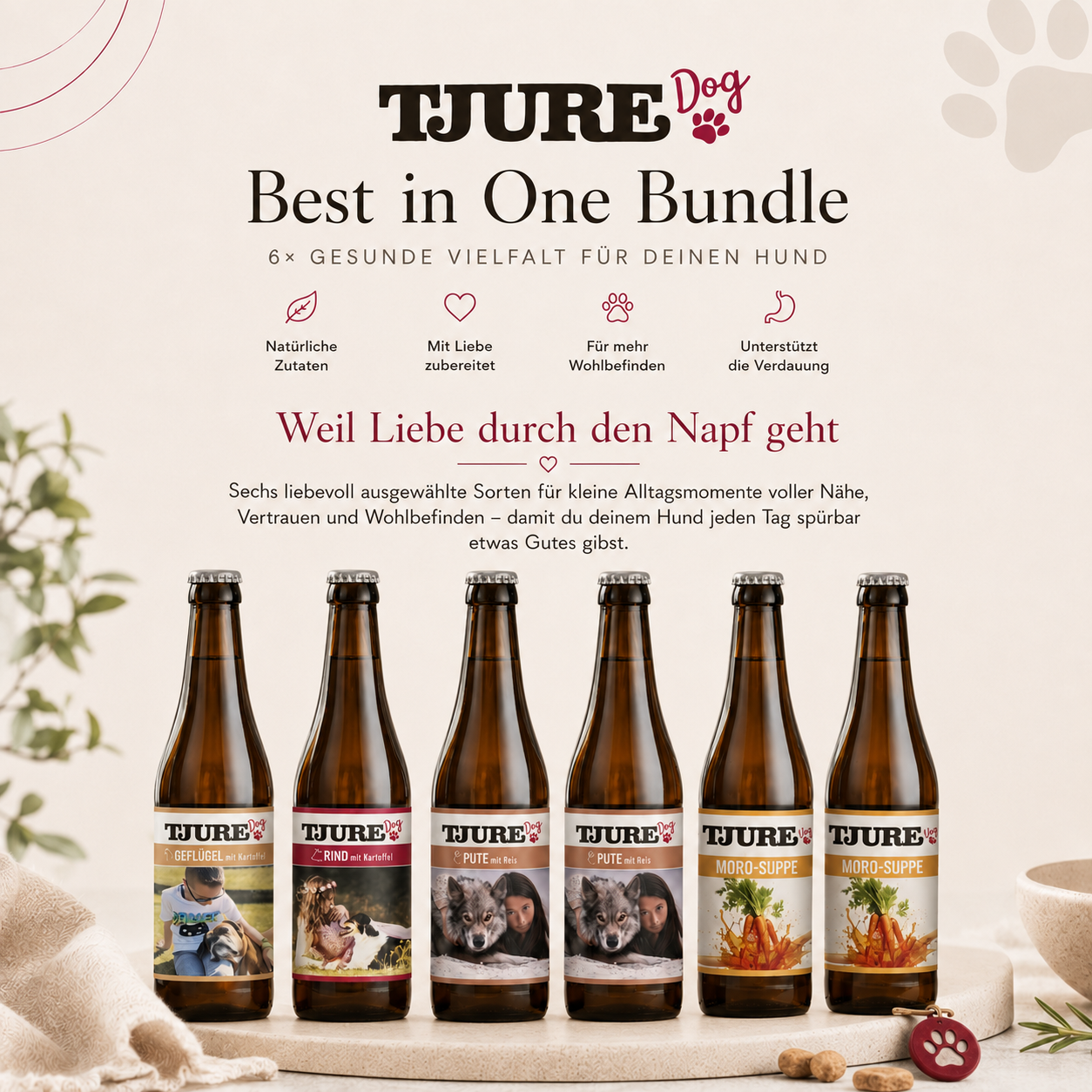 Smoothie para perros TJURE - «Best in One» - 6 x 220 ml | Oferta de ahorro
