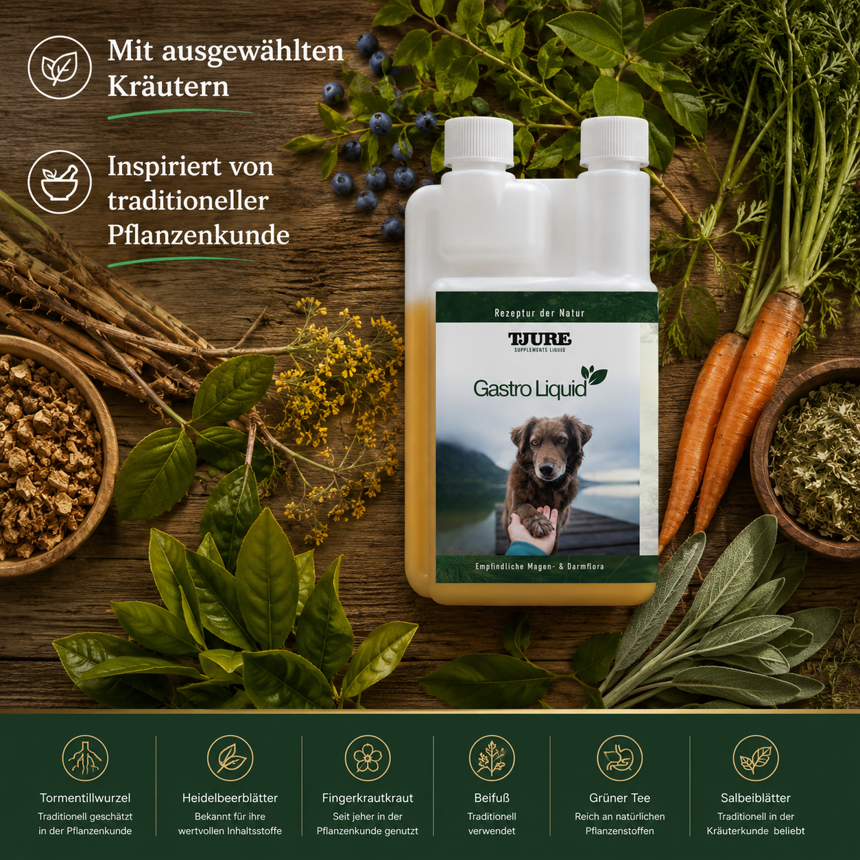 TJURE - Paquete Gastro | Tabs 250 g + 500 ml Gastro Liquid | Para un estómago y intestinos saludables