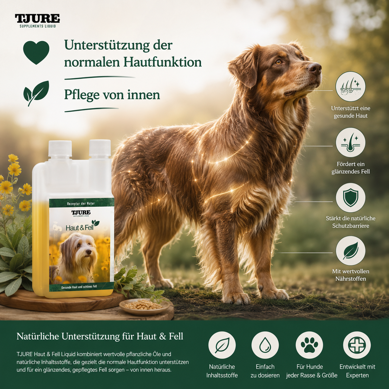 TJURE - Piel y pelaje | favorece la regeneración de la piel | pelaje brillante - 500 ml