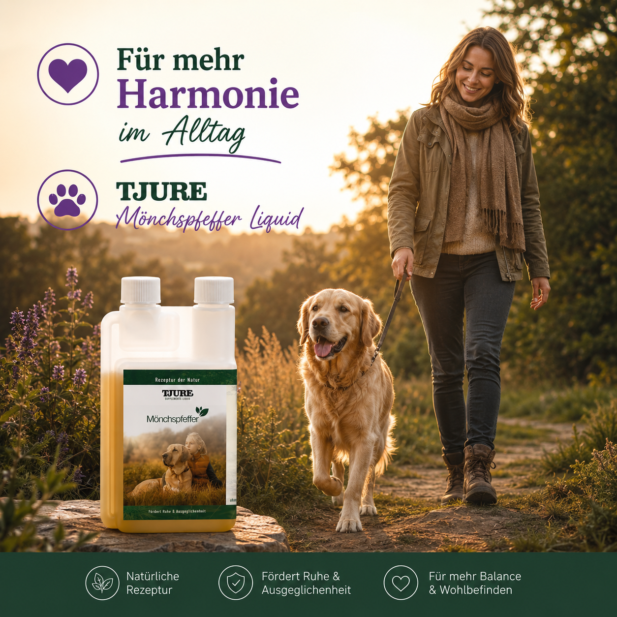 TJURE - Extracto de Vitex líquido - 500 ml | Equilibrio hormonal para perros felices | en celo | pseudogestación