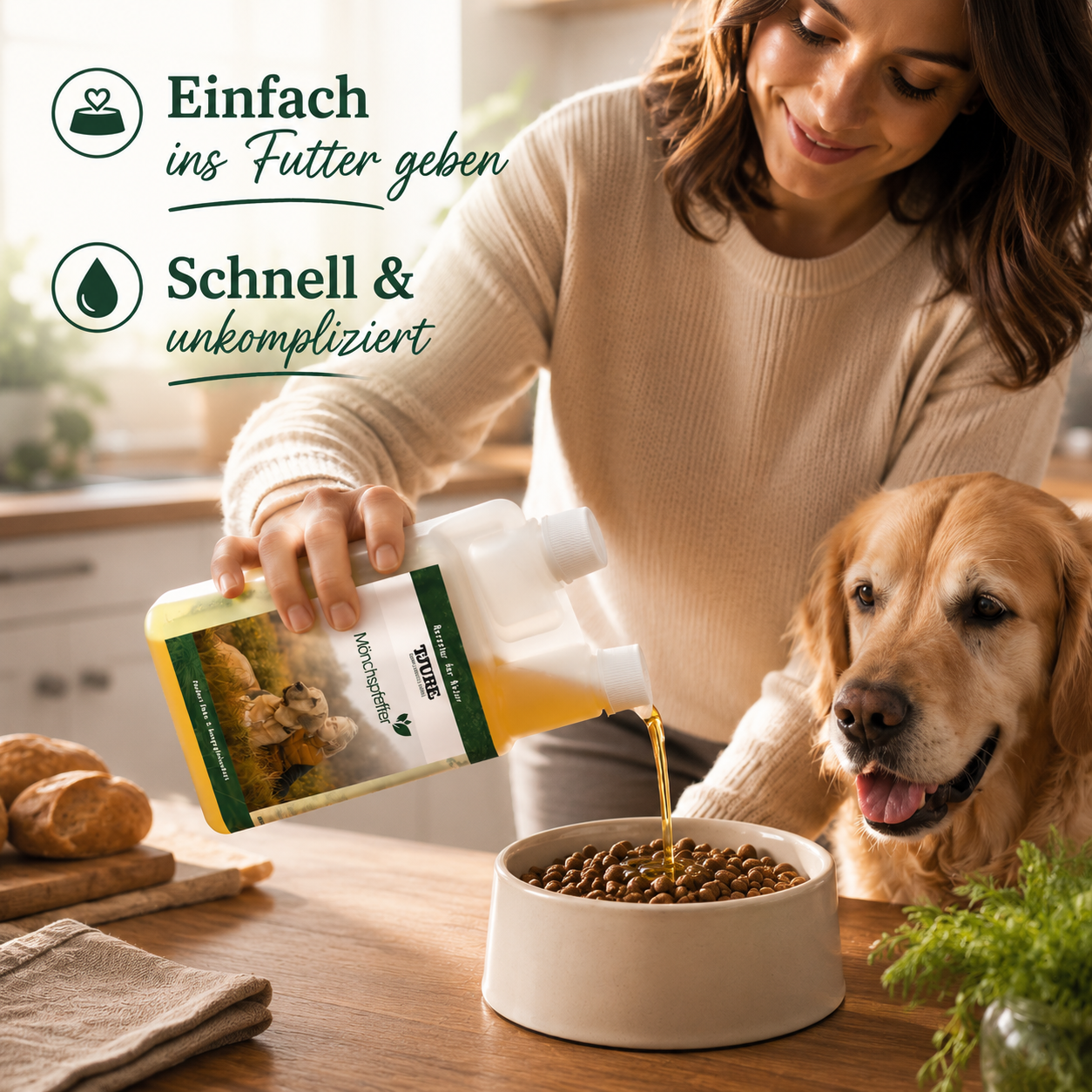 TJURE - Extracto de Vitex líquido - 500 ml | Equilibrio hormonal para perros felices | en celo | pseudogestación