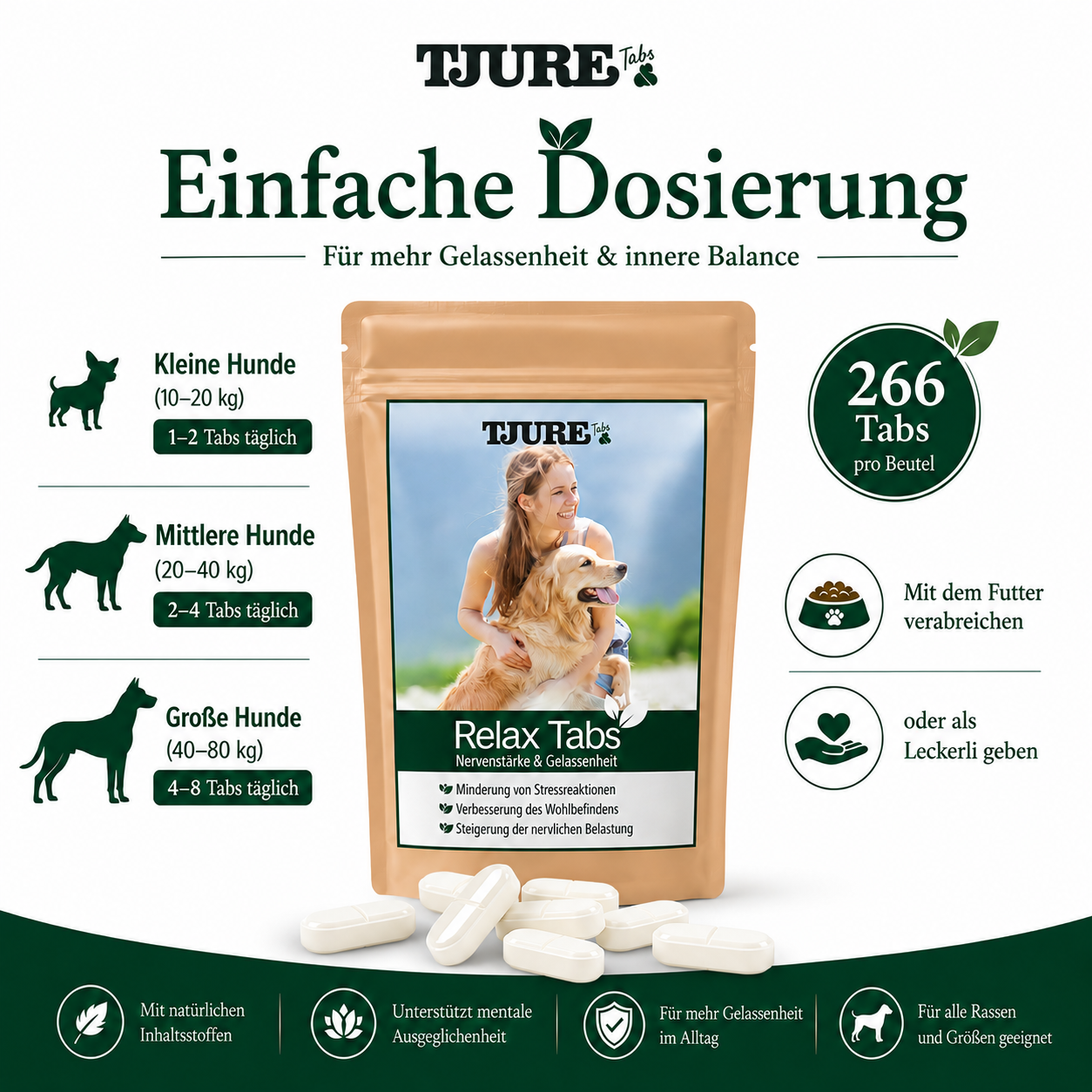 TJURE - Tabletas Relax 250 g  | Relajación natural para tu perro