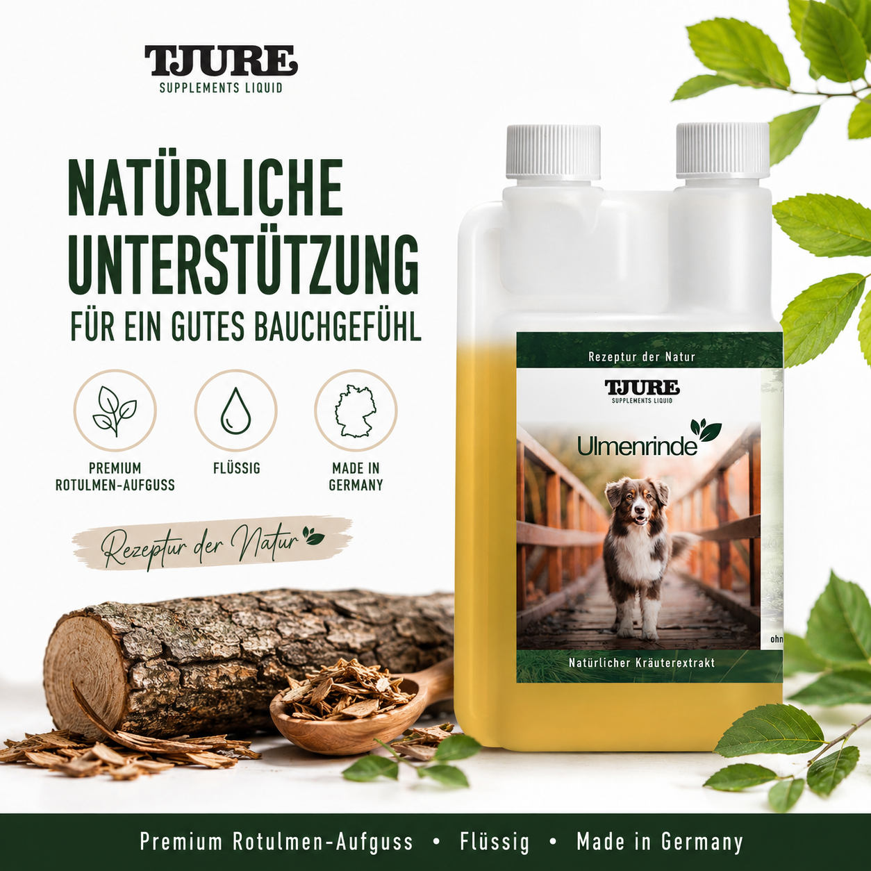 TJURE - Corteza de olmo líquida 250 ml - 1000 ml | Fuerza natural para una buena sensación en el estómago