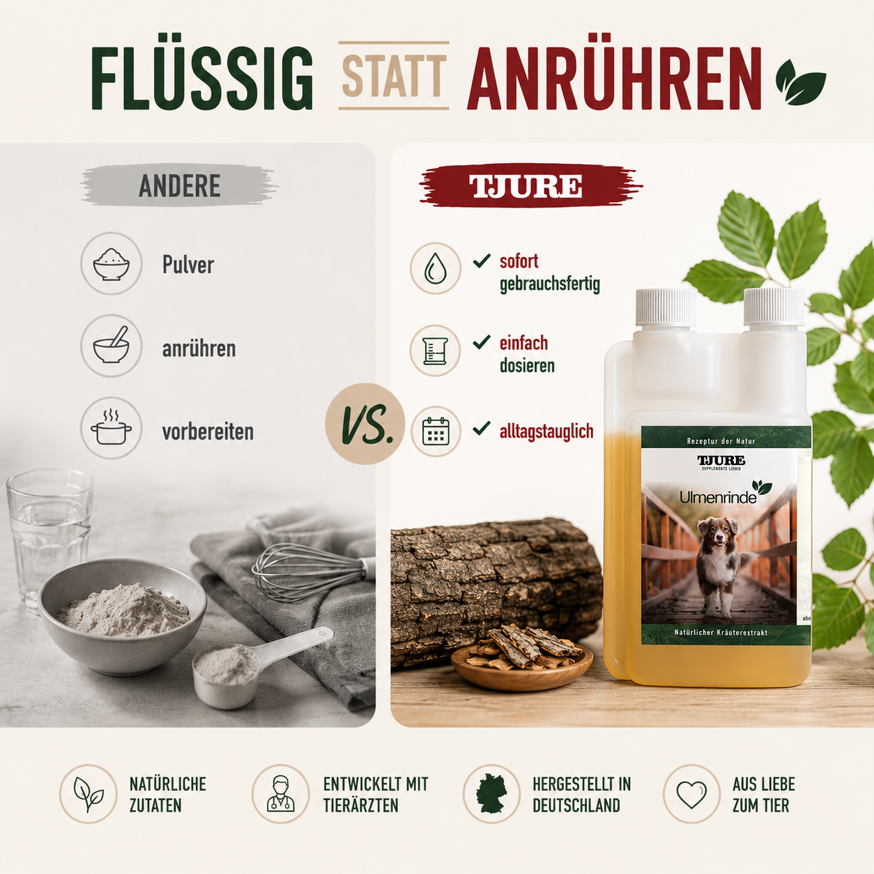 TJURE - Corteza de olmo líquida 250 ml - 1000 ml | Fuerza natural para una buena sensación en el estómago