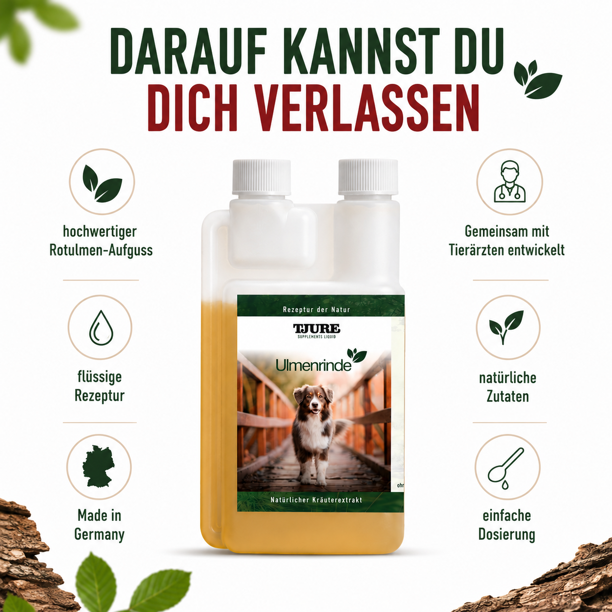 TJURE - Corteza de olmo líquida 250 ml - 1000 ml | Fuerza natural para una buena sensación en el estómago