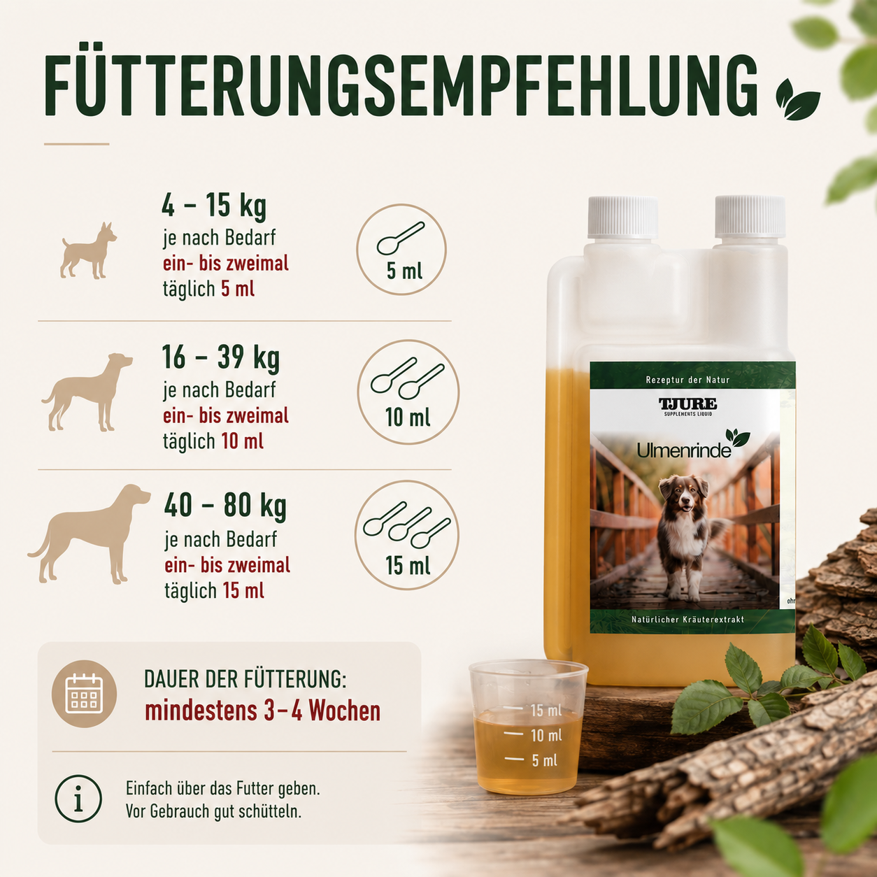 TJURE - Corteza de olmo líquida 250 ml - 1000 ml | Fuerza natural para una buena sensación en el estómago